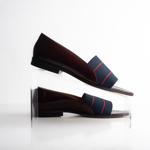 Band of Outsiders Womens Loafers Peep Toe Shoes Navy Blue US 8 EU 38.5 New - Picture 7 of 8